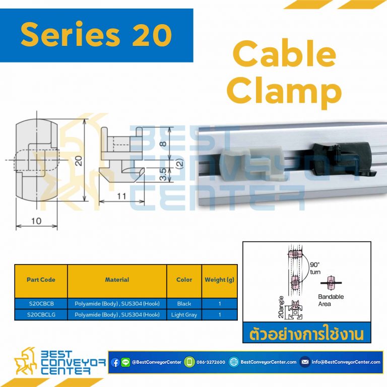 S20CBCB CABLE CLAMP SS : Series 20 Polyamide (Body),SUS304 (Hook) Black