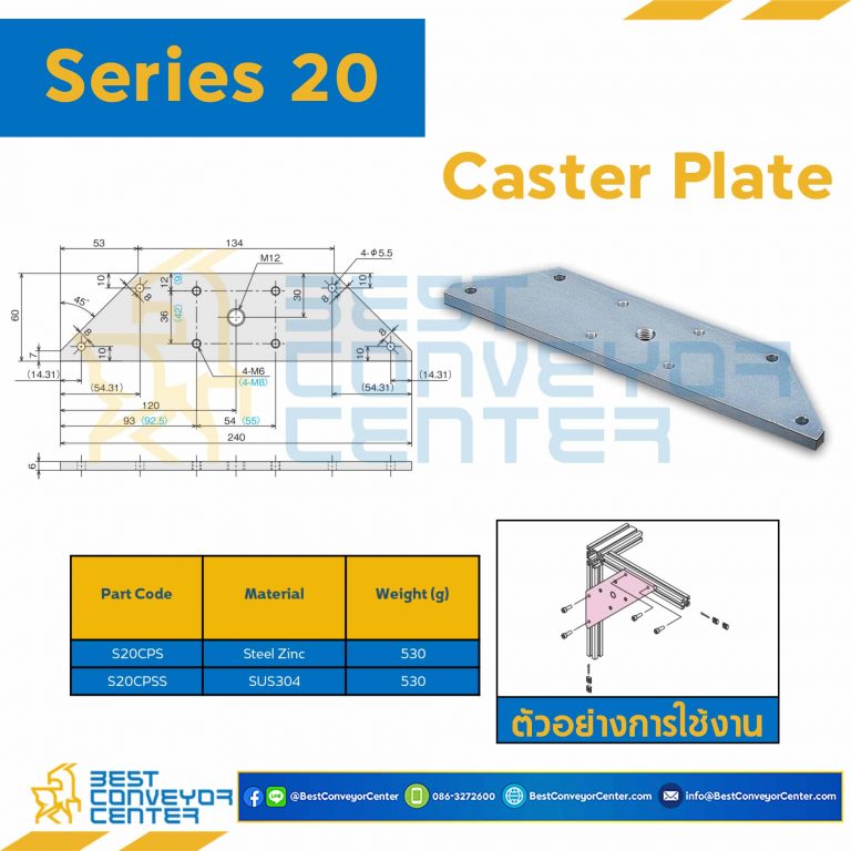 S20CPSS CASTER PLATE SS : Series 20 SUS304