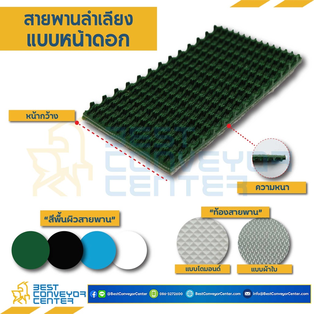 RT-PVC-5-W25xL2750-GR : สายพานหน้าดอก PVC สีเขียว หนา 5 mm. กว้าง 25 mm. ยาว 2,750 mm. (ต่อกลม)