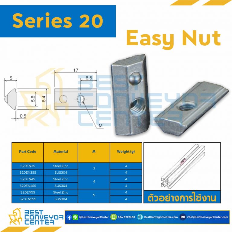 S20EN3SS EASY NUT : Series 20 SUS304 M3