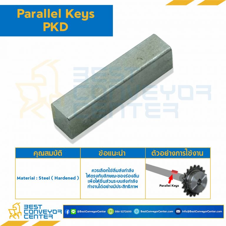 Parallel Key แบบตรง ขนาด 12×20 mm. เหล็กชุบแข็ง : Parallel Key PKD 12×20-SH