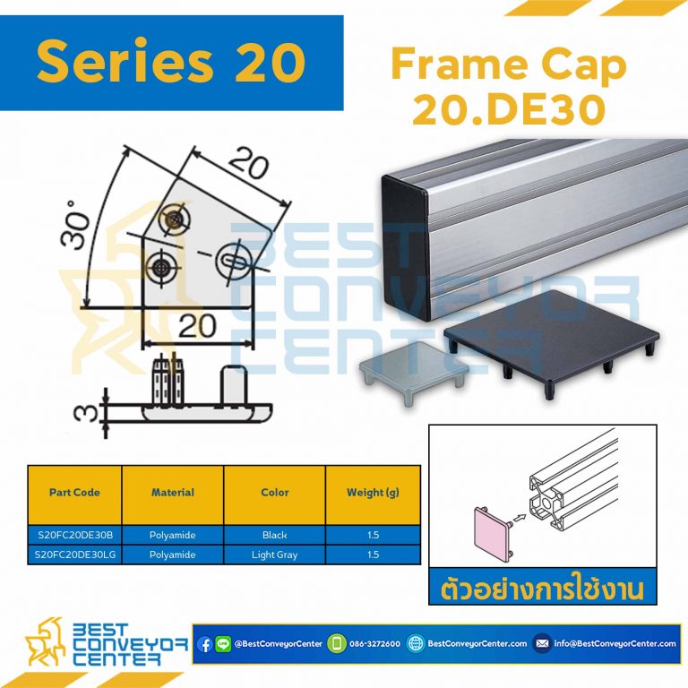 S20FC20DE30B FRAME CAP 20.DE30 : Series 20 Polyamide Black