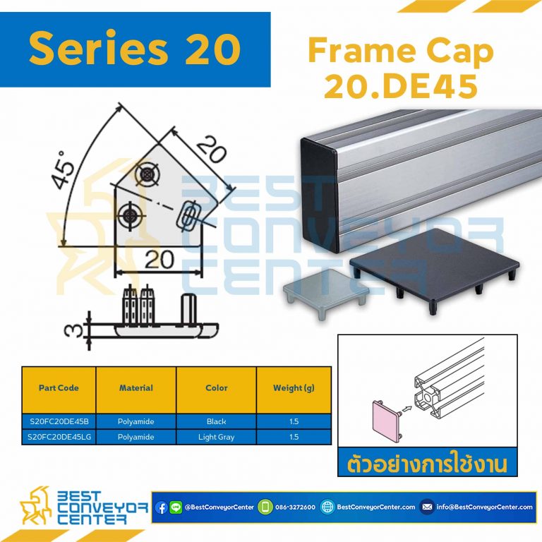 S20FC20DE45B FRAME CAP 20.DE45 : Series 20 Polyamide Black