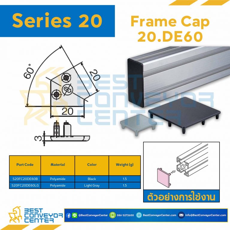 S20FC20DE60B FRAME CAP 20.DE60 : Series 20 Polyamide Black