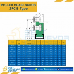 Roller Chain Guide W20H28 : 2PCG-2-08B1