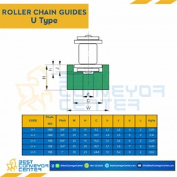 Roller Chain Guide W25H15 : U-2-08B