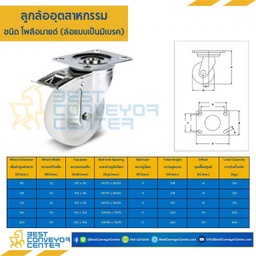 ลูกล้อ POLYAMIDE แบบแป้นเบรค ขนาด 125 mm. : NYP-B-125