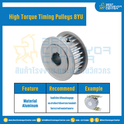 มู่เล่ย์ไทม์มิ่งแรงบิดสูง Pulley Timing High Torque 8YU หน้ากว้าง 15 mm. 60 ฟัน : HT-8YU-15-60TAAL