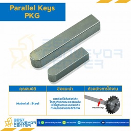 Parallel Key PKG 8×90-S Parallel Key แบบกลม ที่ปลายด้านหนึ่ง ขนาด 8×90 mm. เหล็ก