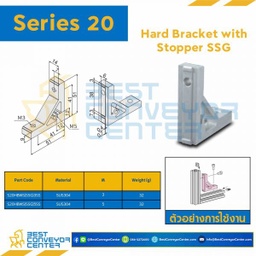 S20HBWS-SSG-3SS HARD BRACKET WITH STOPPER SSG : Series 20 SUS304 M3