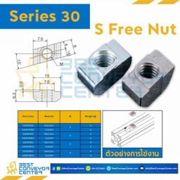 S30SFN3SS S FREE NUT S : Series 30 SUS304 M3