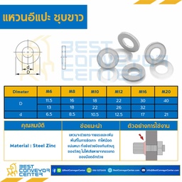 W-M16-D32x16.5S ; แหวนอีแปะชุบขาว M16 ขอบ 32 mm. รู 16.5 mm.