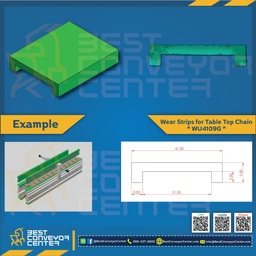 WU4109G ; U-PROFILE พลาสติกรองโซ่ Wearstrip Green W41xH9 mm.