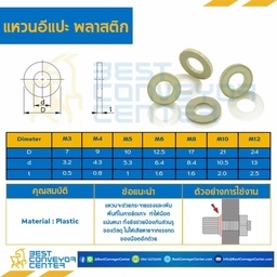 W-M10-D21x10.5P ; แหวนอีแปะพลาสติก M10 ขอบ 21 mm. รู 10.5 mm.