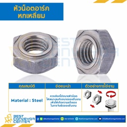 WN-DIN-M8 : หัวน็อตอาร์คหกเหลี่ยม DIN ขนาด M8x1.25 ขอบ 14 หนา 6.5 mm