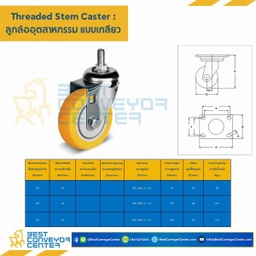 TPUB-TS-125 ล้อเทอร์โมพลาสติกโพลียูรีเทน แบบล้อเกลียว ขนาด 125 mm.