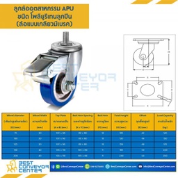 APUB-TSB-200 ล้อโพลียูรีเทนลูกปืน แบบล้อเกลียวเบรค ขนาด 200 mm.