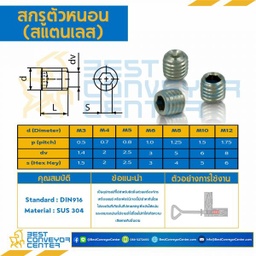 HSS-M5L5SS สกรูตัวหนอน M5x5 mm. (SUS304)